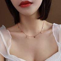 Simple Clavicle Peach Heart Pendant Diamond Titanium Steel Necklace sku image 1