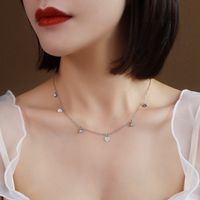 Simple Clavicle Peach Heart Pendant Diamond Titanium Steel Necklace sku image 2
