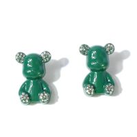 Lovely Copper-plated Diamond-studded Bear Personality Earrings sku image 2