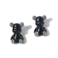 Lovely Copper-plated Diamond-studded Bear Personality Earrings sku image 3