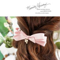 Hairpin Korea Bear Rhinestone Hairpin Ribbon Bow Hairpin Spring Clip sku image 2