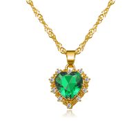 Fashion Heart-shaped Crystal Zircon Single-layer Multi-color Alloy Necklace sku image 1