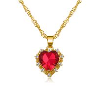 Fashion Heart-shaped Crystal Zircon Single-layer Multi-color Alloy Necklace sku image 2