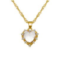 Fashion Heart-shaped Crystal Zircon Single-layer Multi-color Alloy Necklace sku image 3