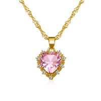 Fashion Heart-shaped Crystal Zircon Single-layer Multi-color Alloy Necklace sku image 4