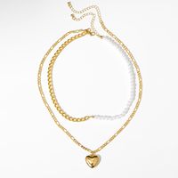 Creative Heart-shape Necklace Personality Double-layer Alloy Necklace sku image 1