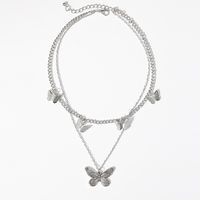 Fashion Jewelry Retro Multi-layer Butterfly Pendant Double-layer Necklace sku image 1