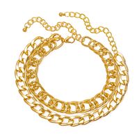 Personality Thick Chain Anklet Fashion Simple Gold Double Layer Exaggerated Bracelet sku image 1