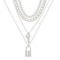 Personality Trend Thick Chain Creative Key Lock Pendant Four-layer Necklace sku image 2