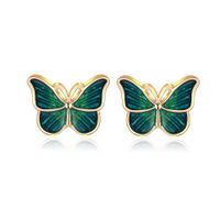 New Dark Green Butterfly Creative Simple Retro Butterfly Earrings sku image 1