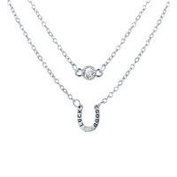 Fashion Simple Retro Crystal Horseshoe Multi-layer Short Necklace Chain Necklace Clavicle Chain sku image 1