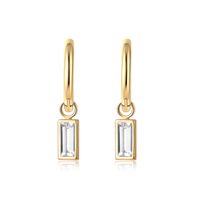 Emerald Zircon Rectangular Pendant Titanium Steel Simple Pendant Earrings sku image 3