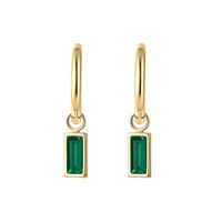 Emerald Zircon Rectangular Pendant Titanium Steel Simple Pendant Earrings sku image 4