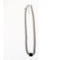 European And American Hip-hop Thick Chain Cuban Chain Black Square Stainless Steel Necklace sku image 2