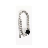 European And American Hip-hop Thick Chain Cuban Chain Black Square Stainless Steel Necklace sku image 1