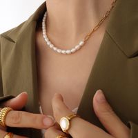 Collier En Acier Titane Couture De Perles De Mode sku image 1