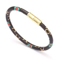 Colorful Pu Leather Couple Alloy Magnetic Buckle Bracelet sku image 2