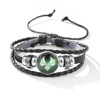 Time Gemstone Pu Braided Rope God's Eye Glass Buckle Bracelet sku image 3