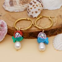 Bohemian Color Matching Simple Soft Ceramic Pearl Earrings Wholesale sku image 10
