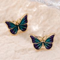 Exquisite Dark Blue Butterfly Shape Fashion Women's Earrings main image 5