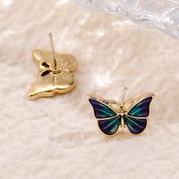 Exquisite Dark Blue Butterfly Shape Fashion Women's Earrings main image 6