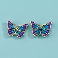 Exquisite Dark Blue Butterfly Shape Fashion Women's Earrings sku image 1