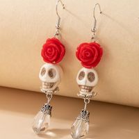 Boucles D&#39;oreilles Tête De Mort Halloween Européenne Et Américaine Avec Peinture En Aérosol sku image 2