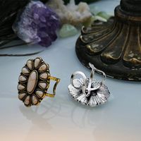 Wholesale Jewelry Exaggerated Ethnic Style Flower Alloy Turquoise Open Rings main image 2