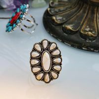 Wholesale Jewelry Exaggerated Ethnic Style Flower Alloy Turquoise Open Rings main image 4