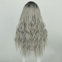 European And American Long Curly Lace Front Gradient Gray Mid-point Lace Wigs main image 5