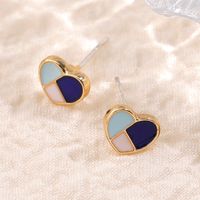Fashionable And Exquisite Blue Heart-shaped Women's Charm Stud Earrings sku image 1
