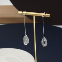 Personality Classic Copper Crystal Water Drop Long Earrings main image 1