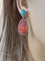 Retro-plated Turquoise European And American Fashion Brown Sun Flower Earrings Jewelry main image 3