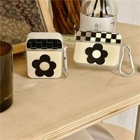 Checkerboard Black Flower Mirror Earphone Protective Shell main image 1
