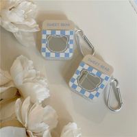 Blue Checkerboard Bear Mirror Airpods Earphone Protective Shell main image 1