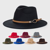 British Retro Woolen Belt Felt Hat Simple Big Brim Jazz Hat main image 1