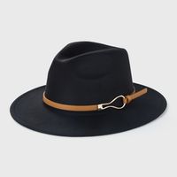 British Retro Woolen Belt Felt Hat Simple Big Brim Jazz Hat main image 5