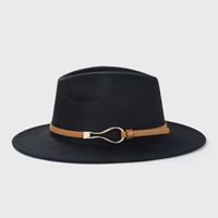 British Retro Woolen Belt Felt Hat Simple Big Brim Jazz Hat main image 4