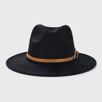 British Retro Woolen Belt Felt Hat Simple Big Brim Jazz Hat main image 3