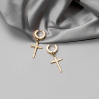 French Fashion Simple Without Pierced Stainless Steel Cross Earrings main image 4