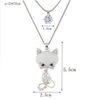 Korean Fashion Simple Cat Double Long Necklace Sweater Chain main image 1