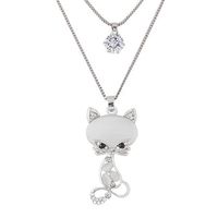 Korean Fashion Simple Cat Double Long Necklace Sweater Chain sku image 1