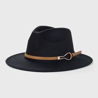 British Retro Woolen Belt Felt Hat Simple Big Brim Jazz Hat sku image 3