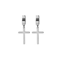 French Fashion Simple Without Pierced Stainless Steel Cross Earrings sku image 2