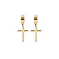 French Fashion Simple Without Pierced Stainless Steel Cross Earrings sku image 6
