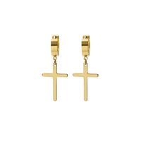 French Fashion Simple Without Pierced Stainless Steel Cross Earrings sku image 5