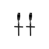 French Fashion Simple Without Pierced Stainless Steel Cross Earrings sku image 3