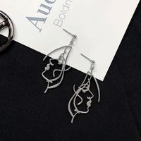 Tide Dating Geometric Exaggerated Personality Face Earrings sku image 1