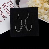Tide Dating Geometric Exaggerated Personality Face Earrings sku image 4