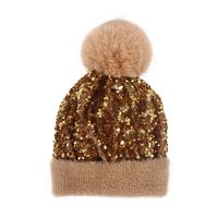 Chapeau En Laine À Paillettes Pour Dames Et Chapeau En Tricot De Laine Amovible En Velours Chaud sku image 5